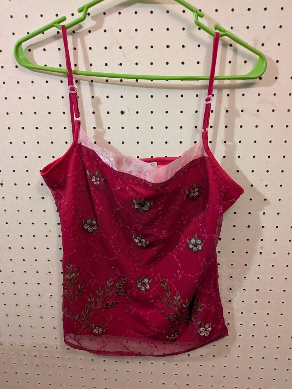 Miss Selfridge Pink Embroidered Floral Mesh Camisole Tank Top